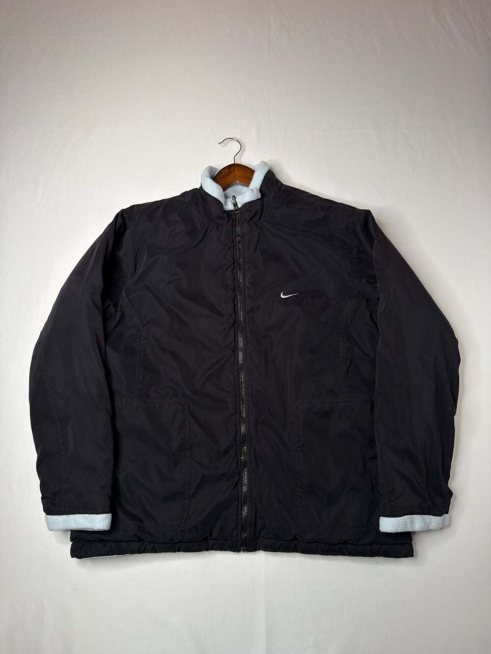 Vintage Nike Full Zip Reversible Windbreaker Jacket Black Blue